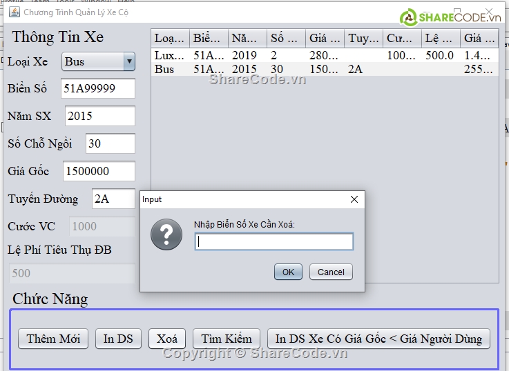 Code phần mềm quản lý,Code đồ án,chương trình quản lý xe java,java swing,code java